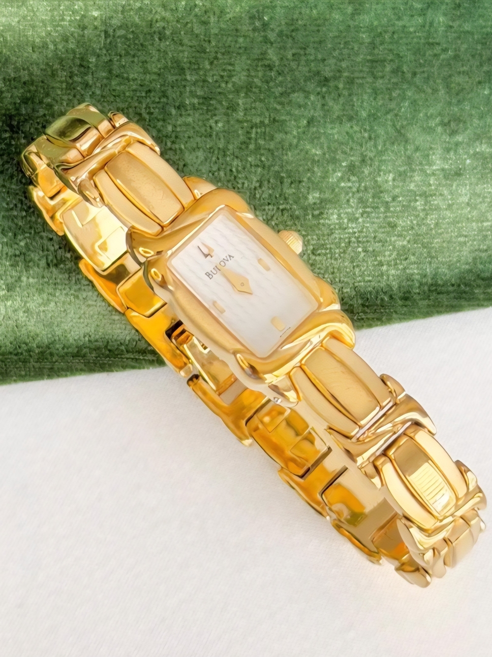 Bulova Women's Gold Bracelet Watch with Mother-of-Pearl Dial